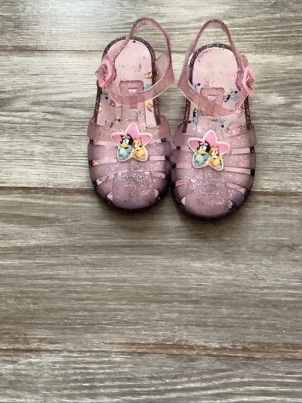 Bluey Toddler Girls Glitter Jelly Sandals Pink